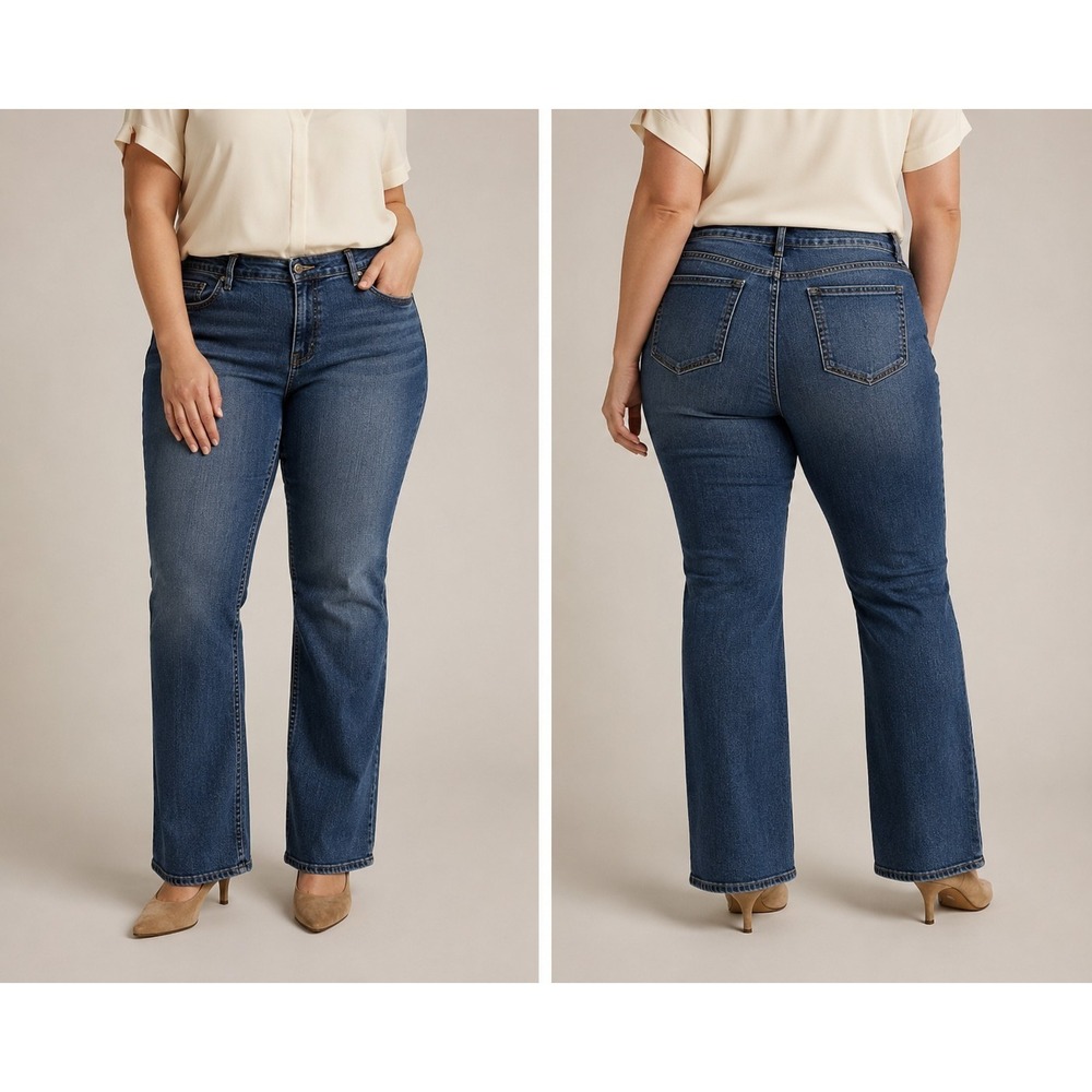 Faded Glory Women's Stretch Bootcut Jeans Plus Size 20W Tall Medium Wash‎